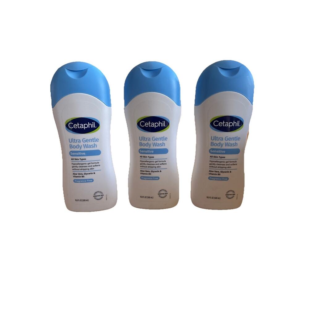 Cetaphil Ultra Gentle Body Wash Fragrance Free Sensitive Skin 16.9 Floz 3 Pack